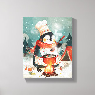 Toile Mignon pingouin cuisine aquarelle nurserie d'hiver
