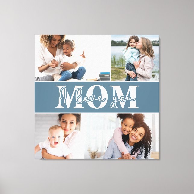 Toile Mignonne JE T'AIME MOM Fête des Mères Photo (Recto)