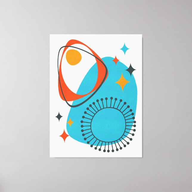 Toile Milieu du siècle moderne Âge atomique 14 Bleu, Rou (Recto)