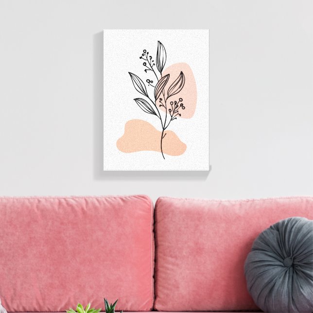 Toile Minimal Line Art Floral Canvas – Soft Pastel Botan (Insitu(Salon))