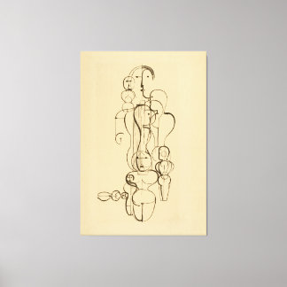 Toile Minimalist Abstract Figurative Line Drawing  Vinta