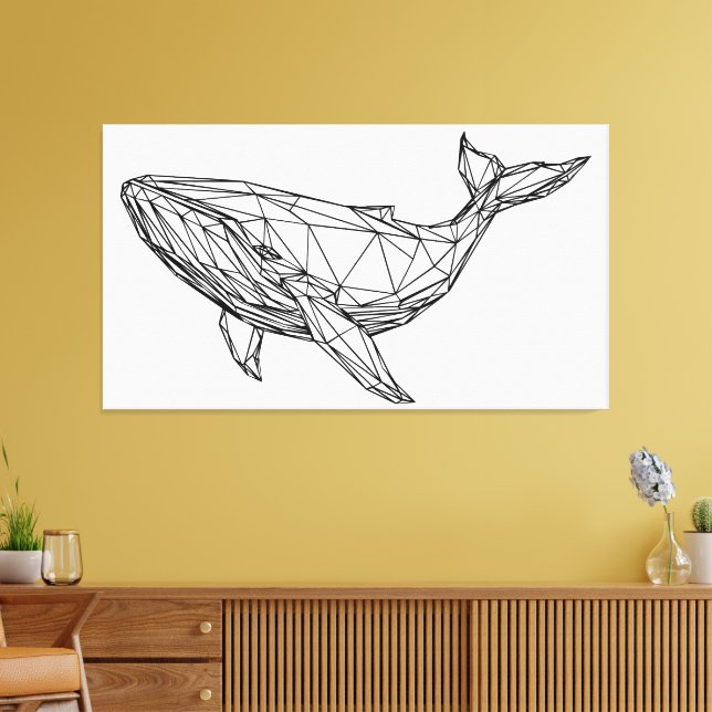 Toile Minimalist Geometric Whale Canvas Wall Art (Insitu(Salon))