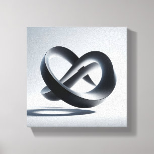 Toile Minimaliste Moderne Nœud Infini 3D - Méta Abstrait
