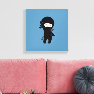 Toile Minuscule Ninja heureux sur bleu