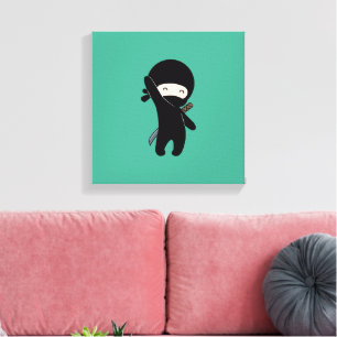Toile Minuscule Ninja heureux sur vert