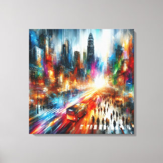 Toile Mirage urbain : paysage urbain Abstrait