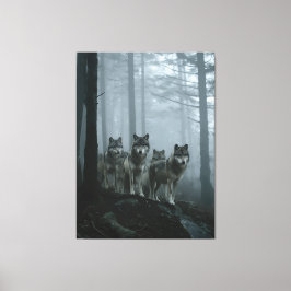 Toile Misty Forest Wolf Pack