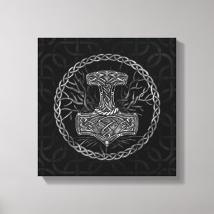 Toile Mjolnir - Le marteau de Thor et l'arbre de vie