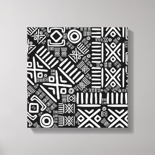 Toile Modèle africain ethnique #6 noir et blanc