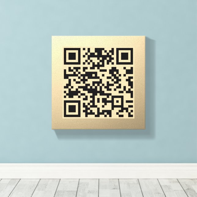Toile Modèle de code QR immédiatement modifiable | Or Fa (Insitu (Plancher de Bois))