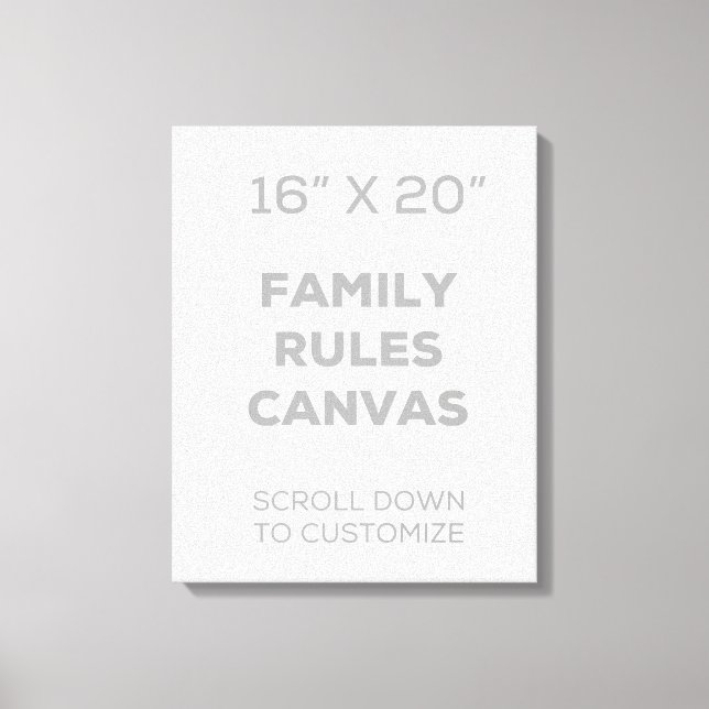 Toile Modèle de règles de famille 16 pouces x 20 pouces (Recto)