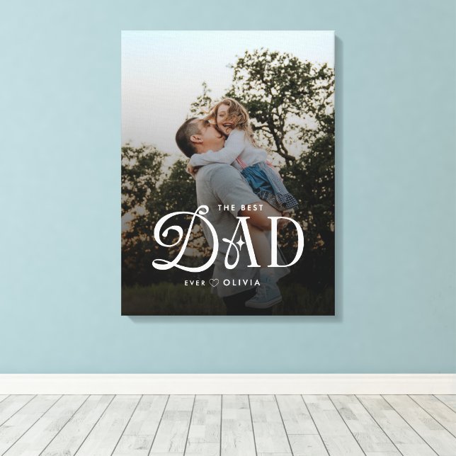 Toile Modern Best Dad Ever Photo Personalized Canvas (Insitu (Plancher de Bois))