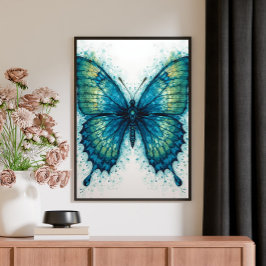 Toile Modern Fantasy Fractal Art Watercolor Butterfly 