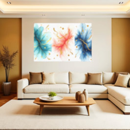 Toile Modern Fluid Ink Swirls in Gold Abstract Canvas