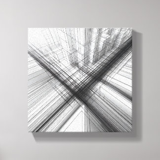 Toile Modern Minimalist Urban Wireframe - Abstract 3D