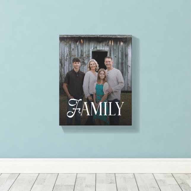 Toile Modern Script Family Custom Photo Name  (Insitu (Plancher de Bois))