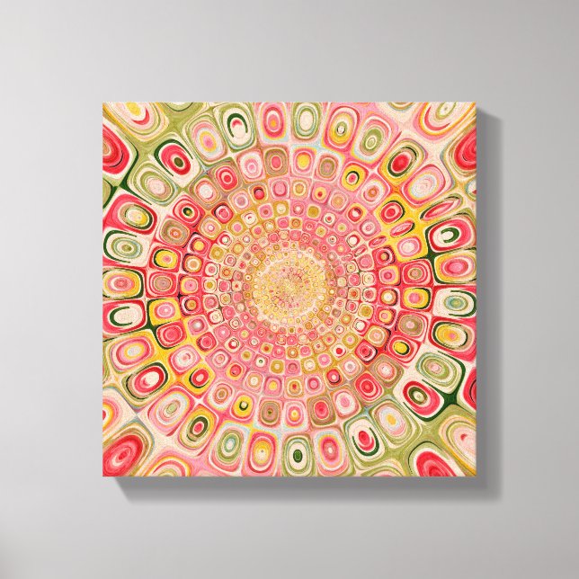 Toile Moderne Abstrait Mandala Aquarelle Pastel Rose (Recto)