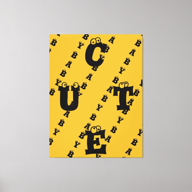 Toile Moderne élégant jaune noir design mignon (Recto)