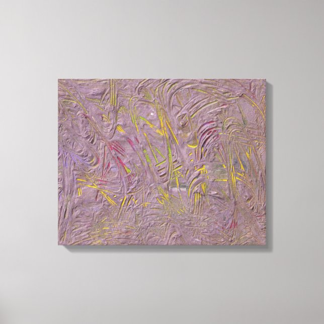 Toile Moderne tendance Art Abstrait rose jaune vert (Recto)