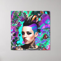 Mohawk Punk Girl Art Abstrait