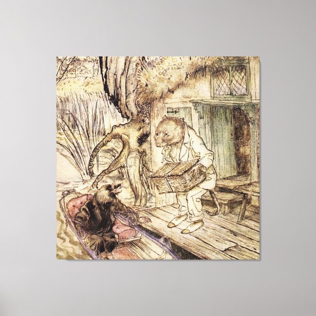 Toile Mole et Ratty en bateau par Arthur Rackham (Recto)
