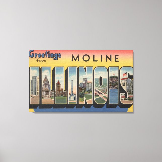 Toile Moline, Illinois - Scènes de grandes lettres (Recto)