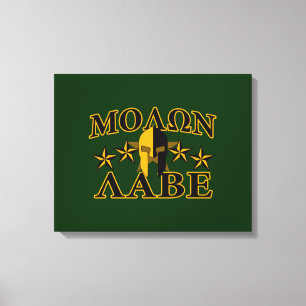 Toile Molon Labe Spartan Warrior 5 étoiles vert