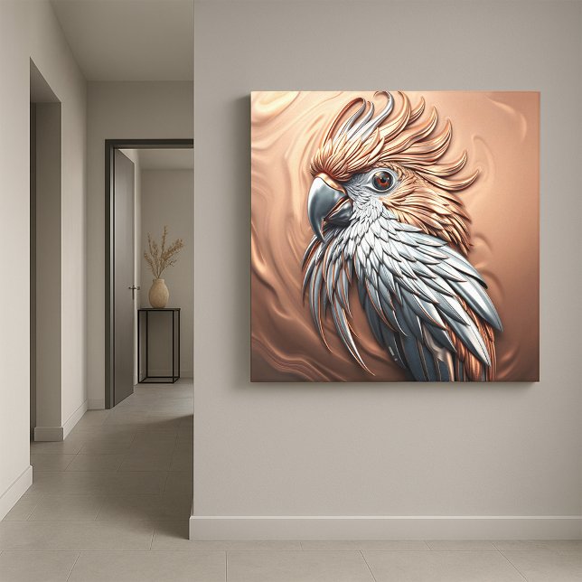 Toile Molten Metallic Copper Gold Silver Cockatoo Parrot (Créateur téléchargé)