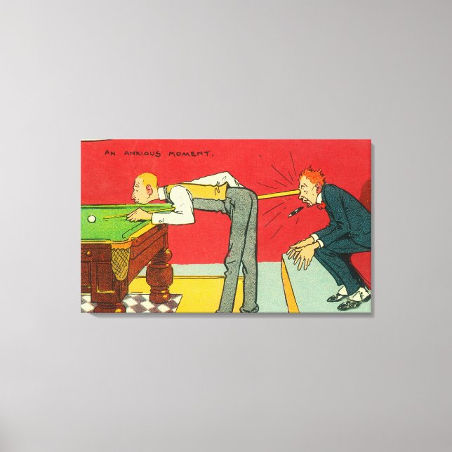 Toile Moment angoissant, Cue de piscine frappant une têt (Recto)
