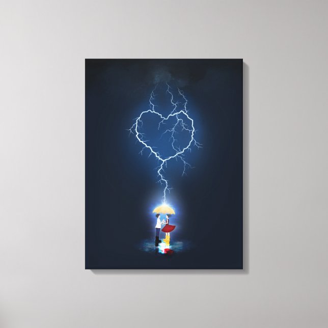 Toile Moment romantique "Lovestruck" sous un parapluie (Recto)