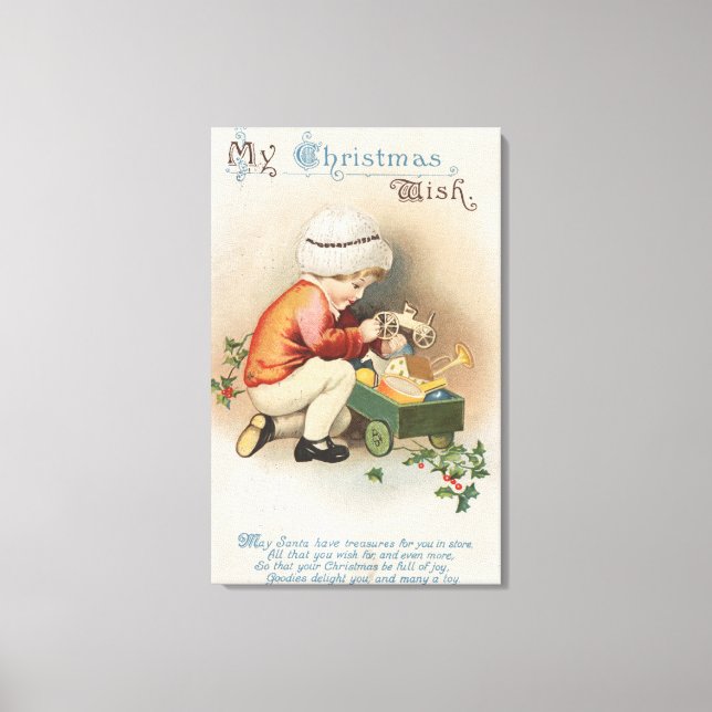 Toile Mon voeu de Noël Enfant observant les jouets (Recto)