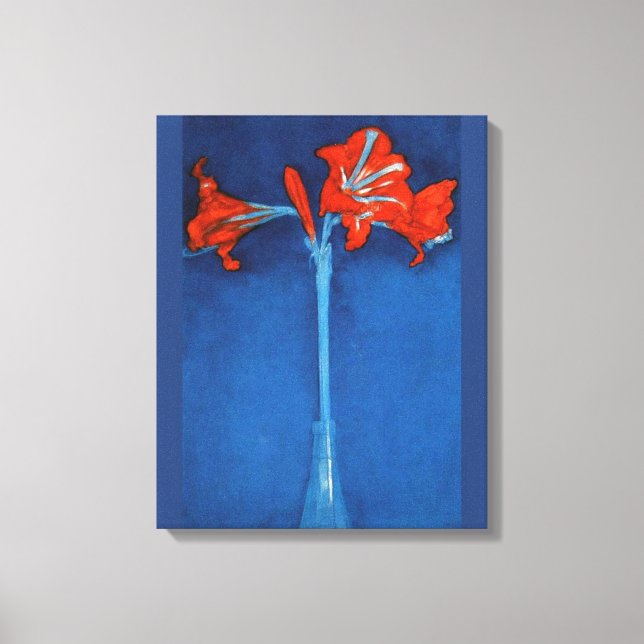 Toile Mondrian - Amaryllis sur Arrière - plan bleu (Recto)