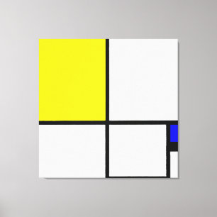 Toile MONDRIAN - COMPOSITION No II avec JAUNE et BLEU