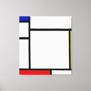Toile MONDRIEN - COMPOSITION AVEC BLEU, JAUNE et ROUGE