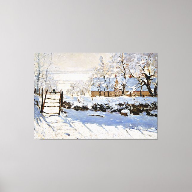 Toile Monet - La Magpie, célèbre peinture, (Recto)