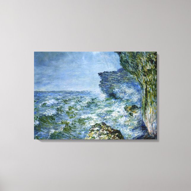 Toile Monet - La Mer à Fécamp, oeuvre d'impressionnisme (Recto)