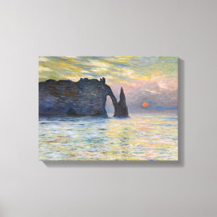 Toile Monet - Le Manneport, falaise à Etretat, coucher d