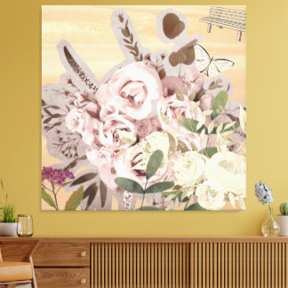 Toile Monochromatic Floral background