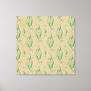 Toile Monogramme blanc floral Beige arrière - plan