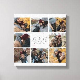 Toile Monogramme blanc Personnalisé 8 Photo Collage fête