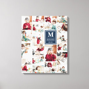 Toile Monogramme bleu marine 19 Photos Collage photo