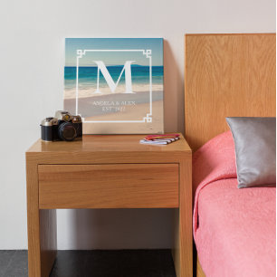 Toile Monogramme de mariage photo de plage pittoresque d