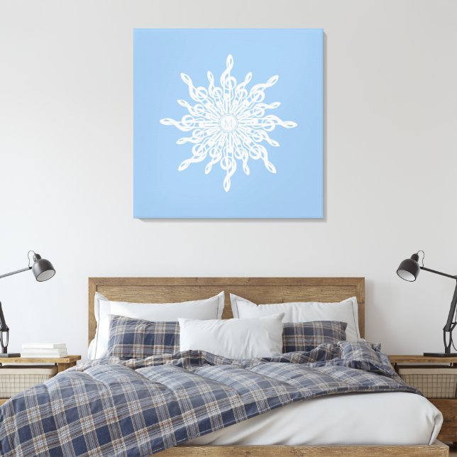 Toile Monogramme d'ornement bleu d'hiver G-Clef Snowflak (Insitu(Chambre))