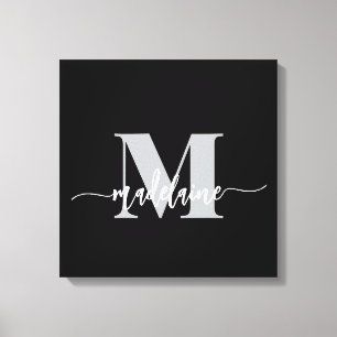 Toile Monogramme Elegant noir blanc personnel
