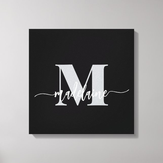 Toile Monogramme Elegant noir blanc personnel (Recto)
