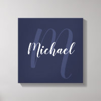 Monogramme et nom personnalisés bleu marine