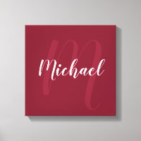 Monogramme et nom personnalisés en rouge Bourgogne