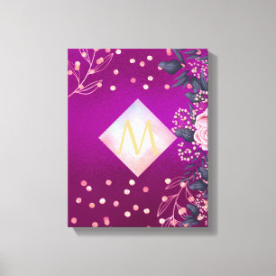 Toile Monogramme Magenta Rosegold Parties scintillant mé