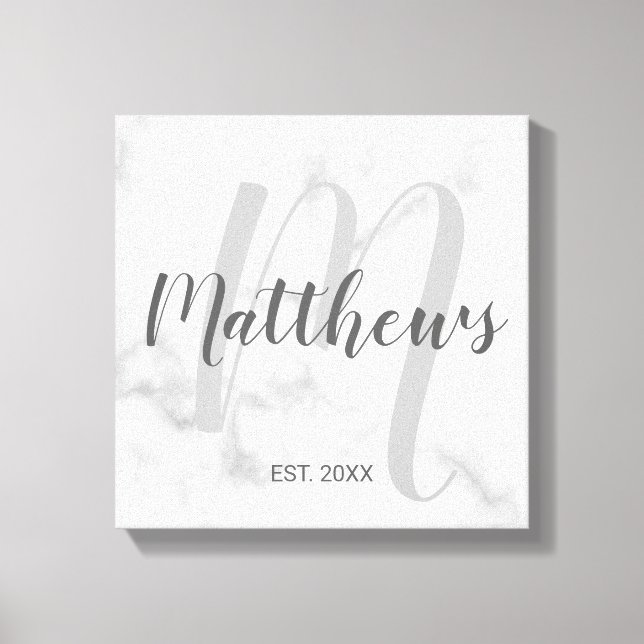 Toile Monogramme moderne personnalisé et nom de famille (Recto)