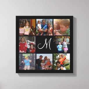 Toile Monogramme personnalisé et collage photo couleur d